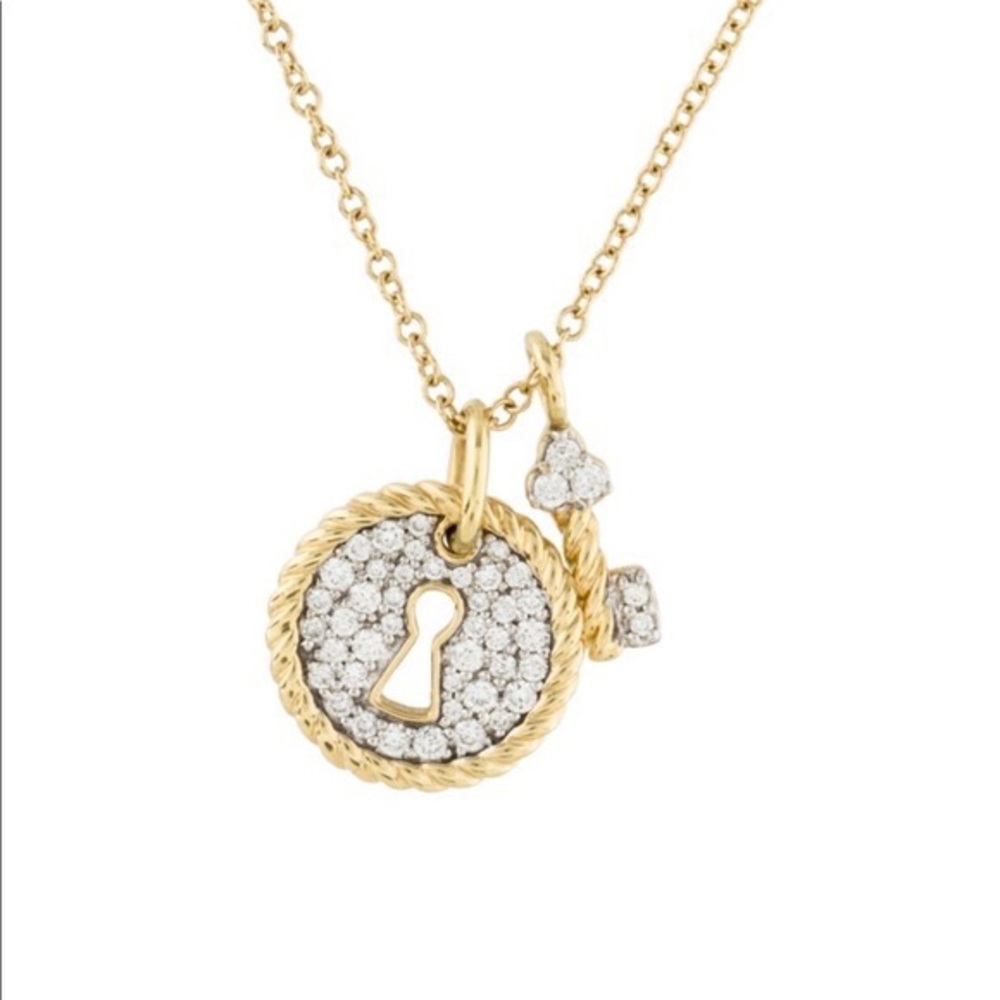 David Yurman Cable Collectibles Lock and Key Charm Necklae